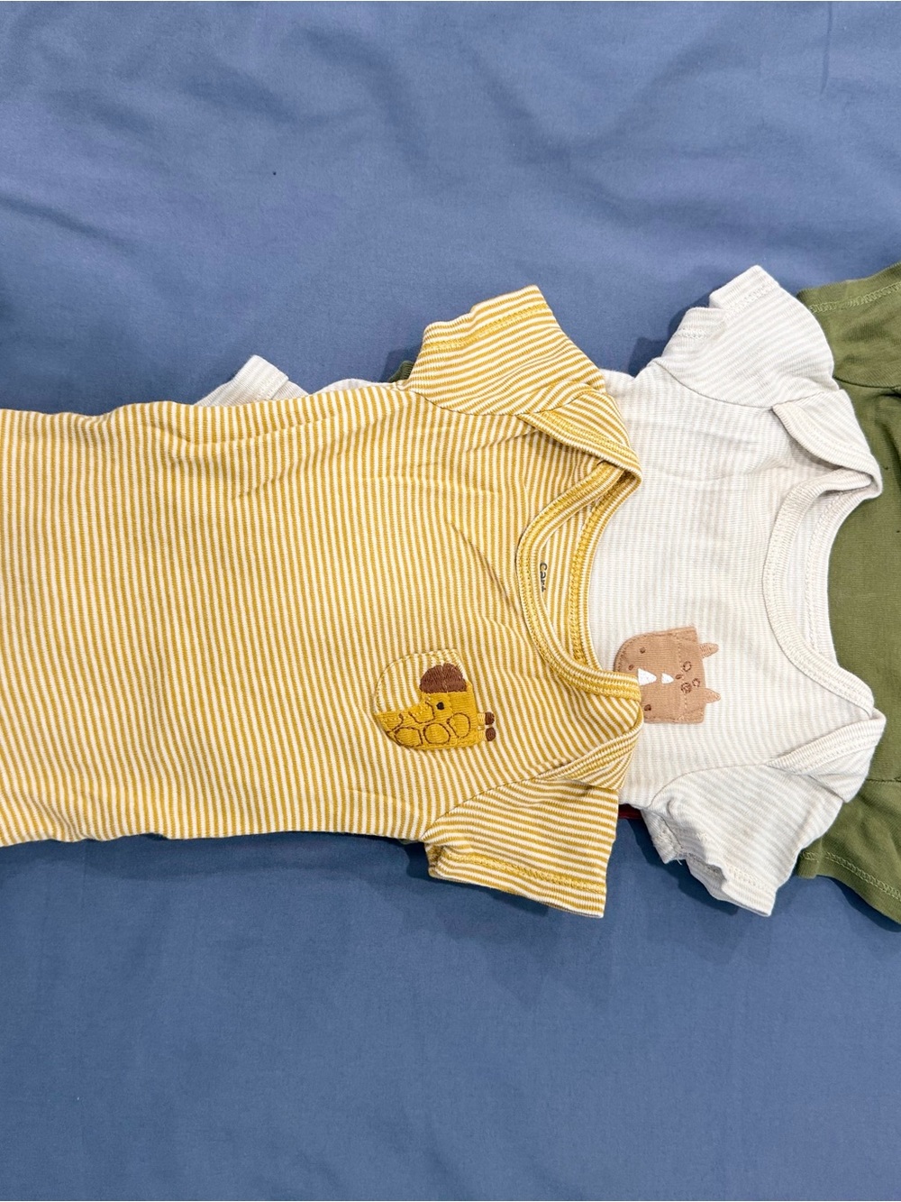 Striped Yellow Baby Bodysuit with Bear Patch - Kids One-Piece